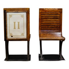 Early 20th c. Pair of Tall Second Class Paris Metro Seats c.1908