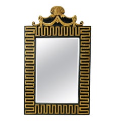 Vintage Greek Key Mirror in Solid Wood with Gold Gilt  attb to Maitland Smith