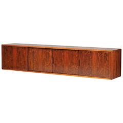 1960's Minimal Wall Mounted Danish Palisander Sideboard