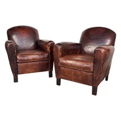 Leather Club Chairs Set of 2