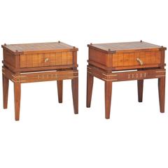 Pair of Oak Side Tables with Rope