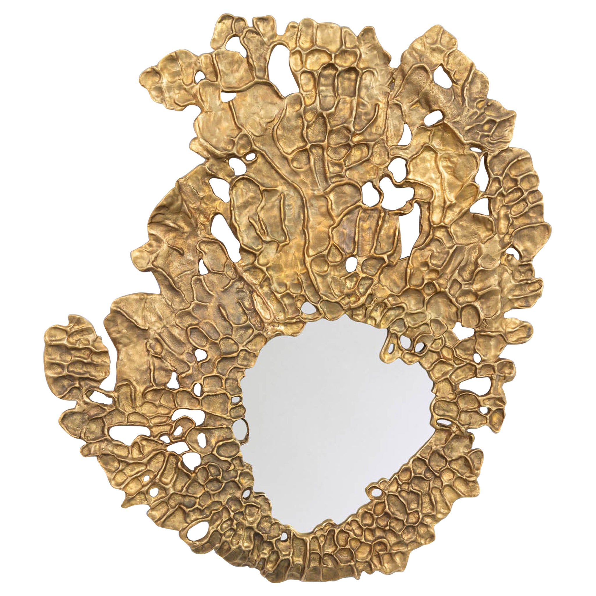 Saffron Gold Mirror Round in Brass, Viya by Vikram Goyal For Sale