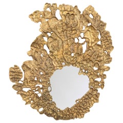 Saffron Gold Mirror Round in Brass, Viya by Vikram Goyal