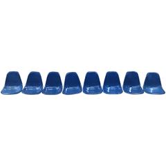 Set of Eight Herman Miller Eames Blue Dining Chairs