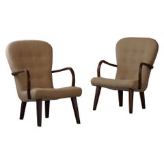 A Pair of Clam Lounge Chairs, Danish Mid Century Modern, Made in the 1950s