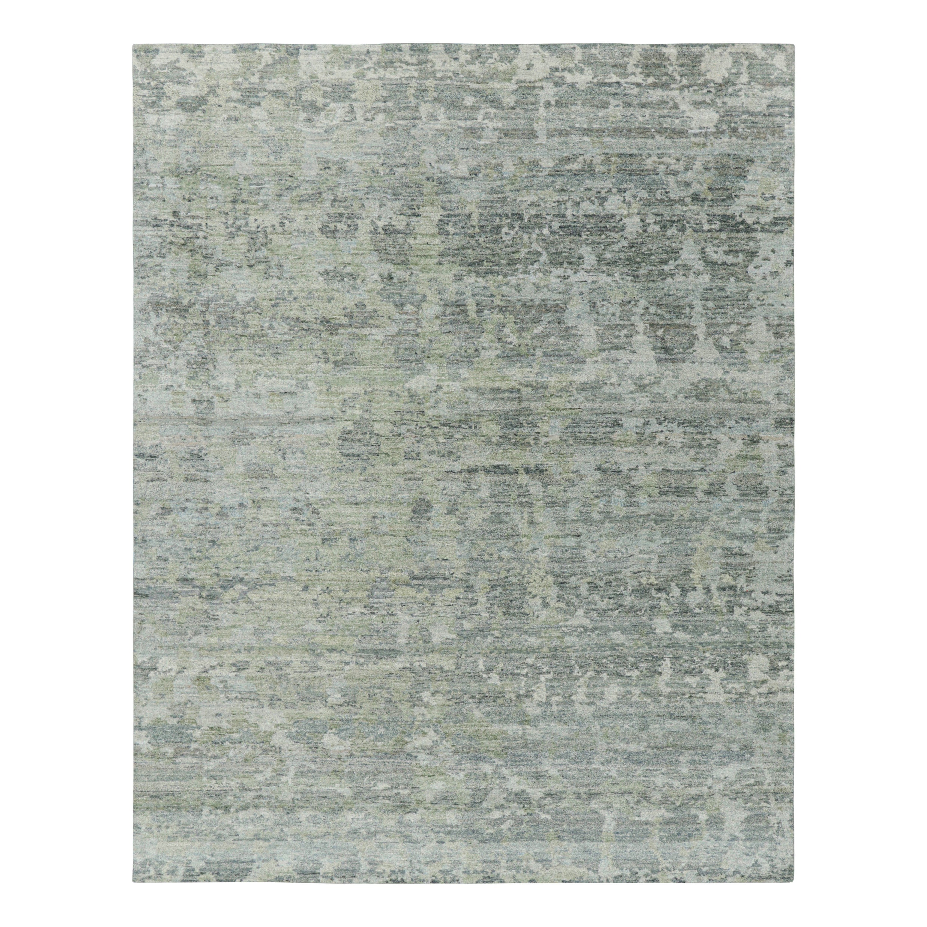 Rug & Kilim’s Contemporary Rug in Gray and Blue with Abstract Patterns