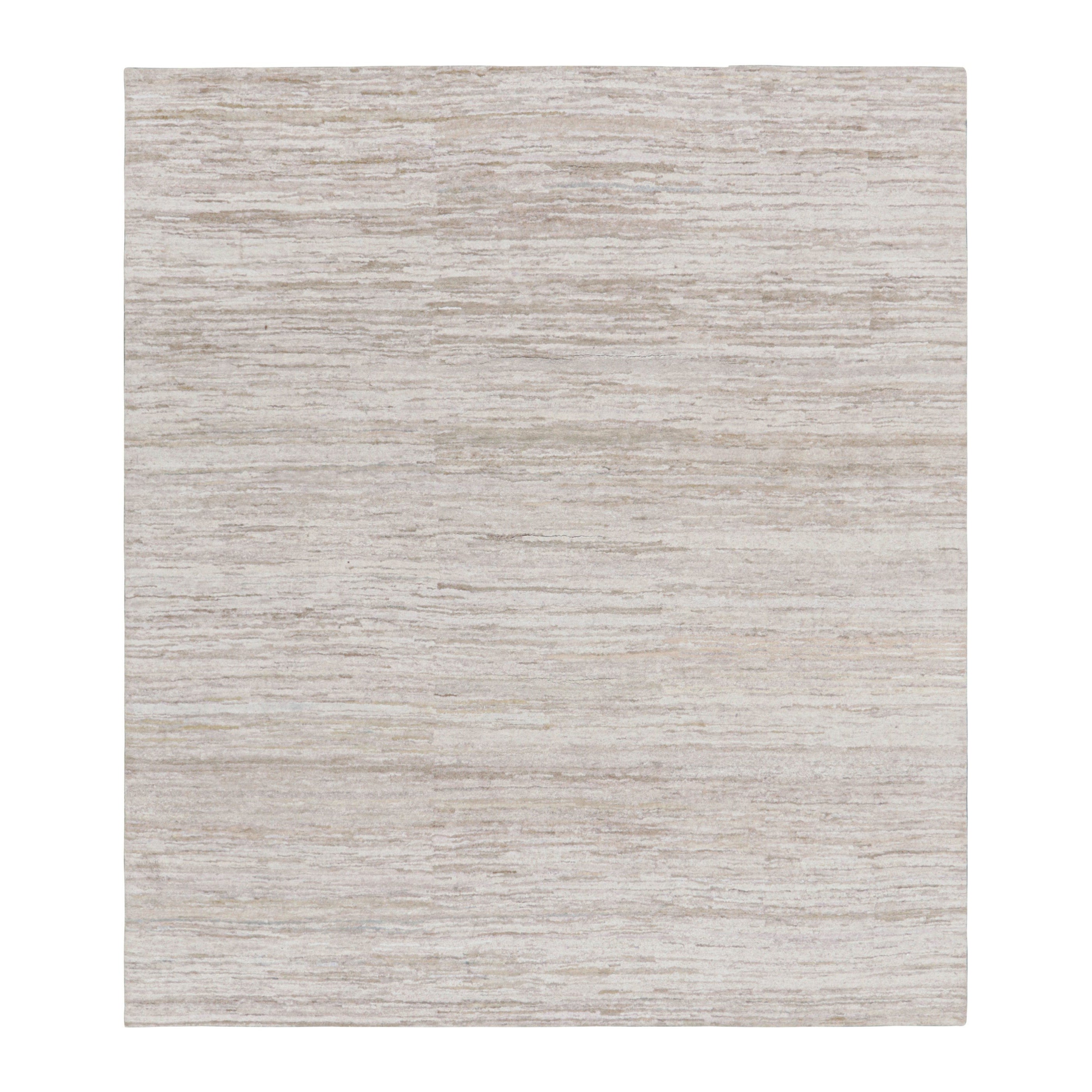 Rug & Kilim's Contemporary Strukturteppich in Creme, Grau und Beige mit Streifendekor