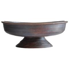 African Carved Wooden Bowl with Pedestal