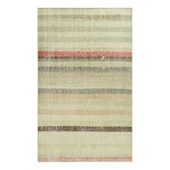 Vintage Zeki Müren Teppich in Beige mit bunten, geometrischen Streifen  Rug & Kilim