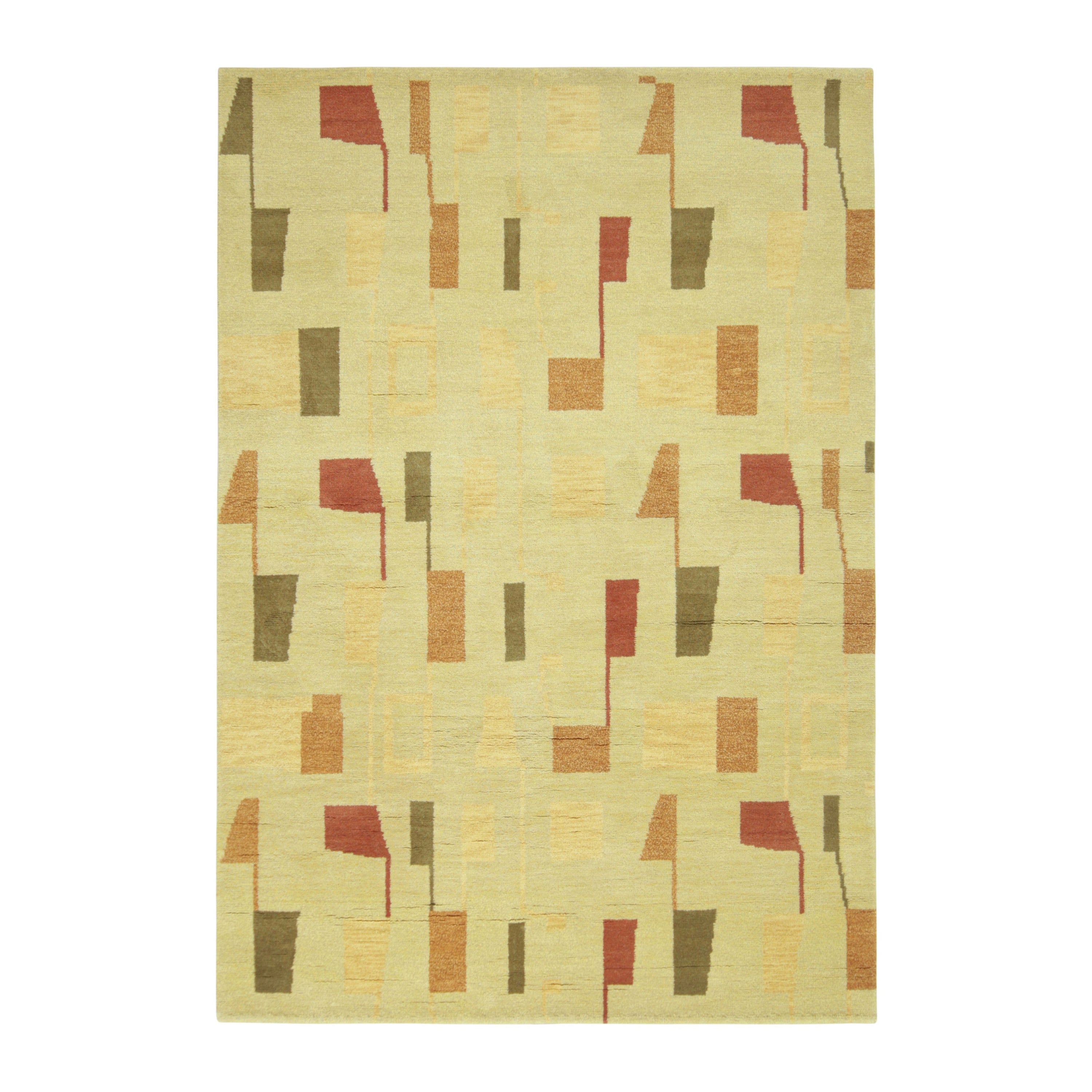 Rug & Kilim’s Scandinavian Style Rug in Cream with Colorful Geometric Patterns For Sale