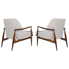 Pair of Danish Modern Walnut Lounge Chairs, circa 1950s