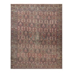 Oversized Antique Kerman Lavar Rug in Red with Floral Patterns  Rug & Kilim