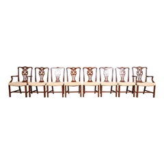 Baker Furniture Georgian Carved Mahogany Dining Chairs, Set of Eight