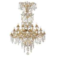 Very Large Antique Crystal Glass and Ormolu Chandelier by Baccarat