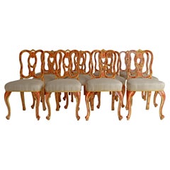 Set of 12 Venetian Painted Dining Chairs