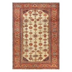 Antique Farahan Persian Rug in Cream and Red with All Over Pattern  Rug & Kilim