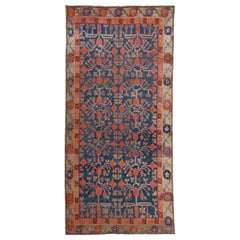 Antique Samarkand Handmade Wool Rug In Blue With Allover Motif