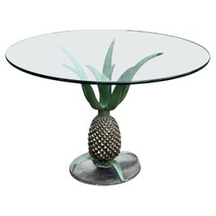 French Art deco Pineapple brass and iron Table by 1970´s