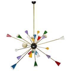 Spectacular Authentic Mid-Century Italian Multi-Color Sputnik Chandelier