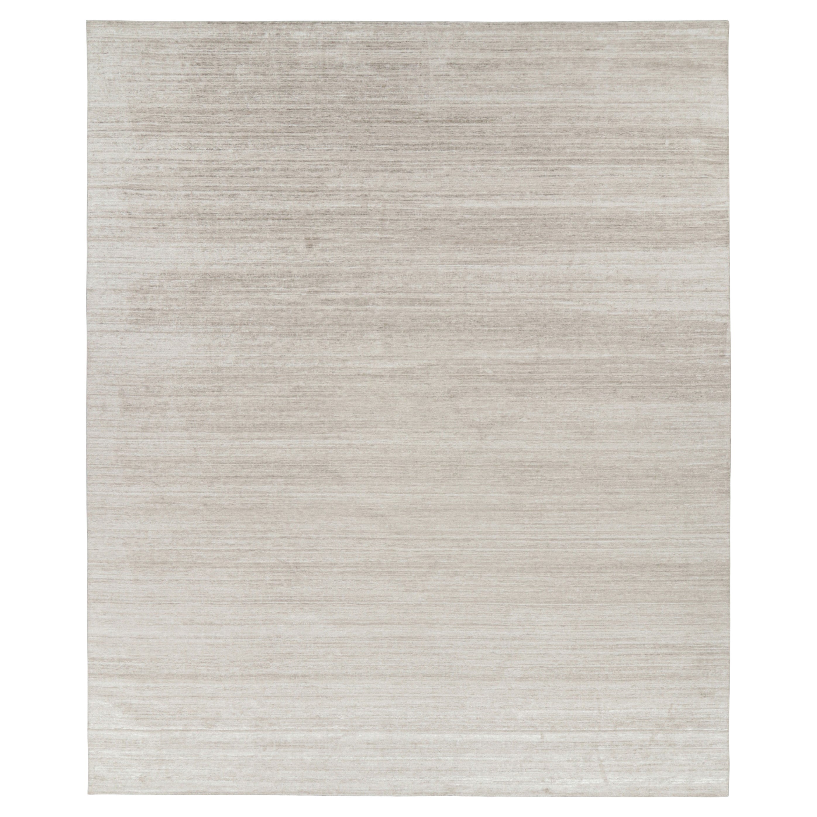 Rug & Kilim’s Oversized Textural Rug In Solid Beige and White Tones and Striae