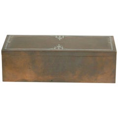 Antique Heintz Bronze Cigar Box with silver inlay 