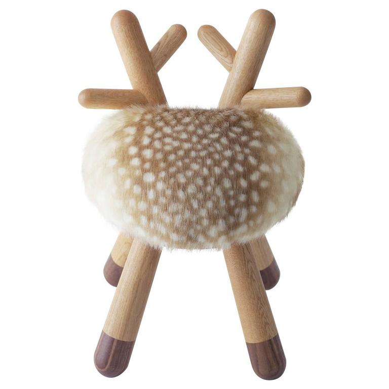 Bambi Chair by Takeshi Sawada for EO in Oak, Walnut and Faux Fur For Sale
