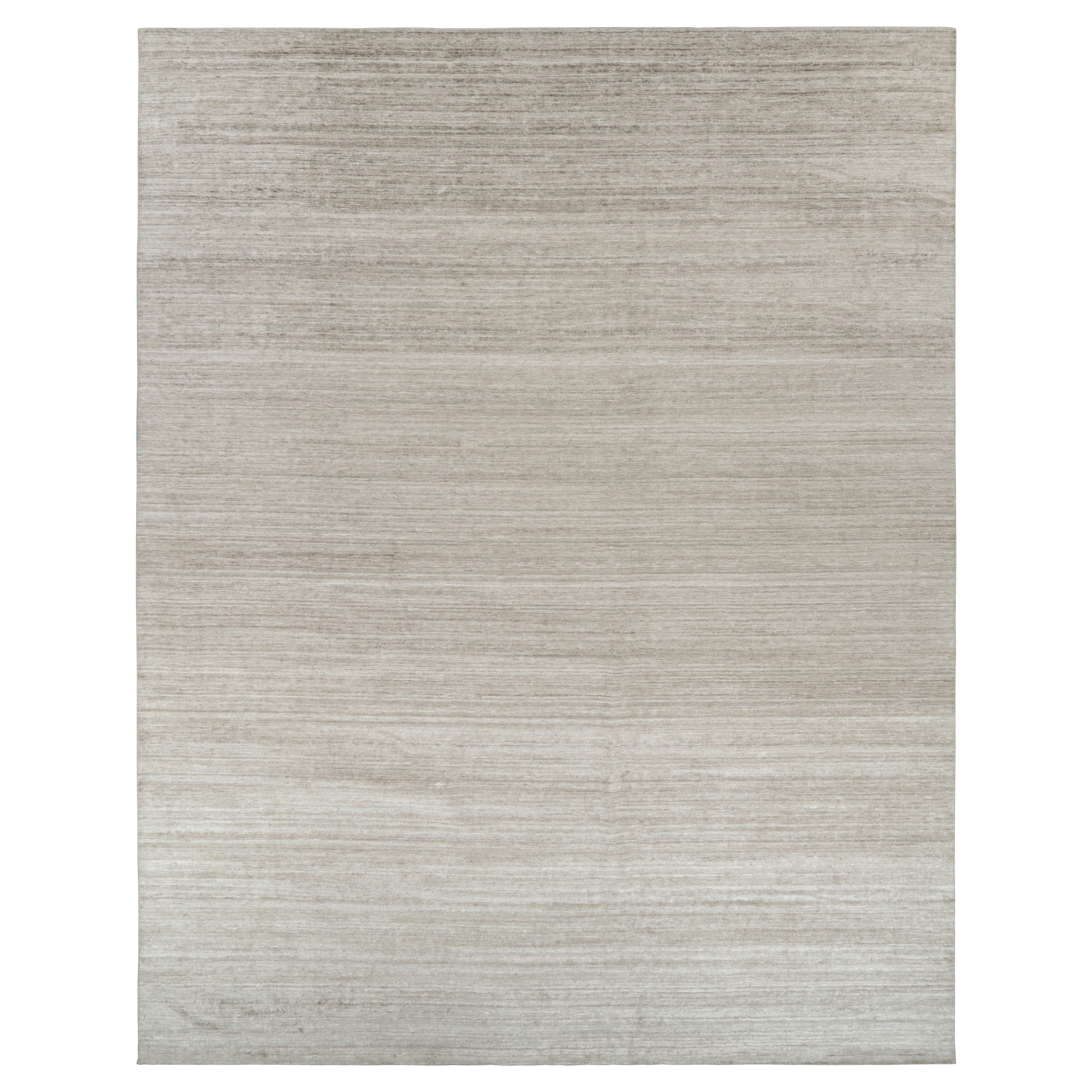 Rug & Kilim’s Oversized Textural Rug In Solid Beige and Taupe Tones Striae