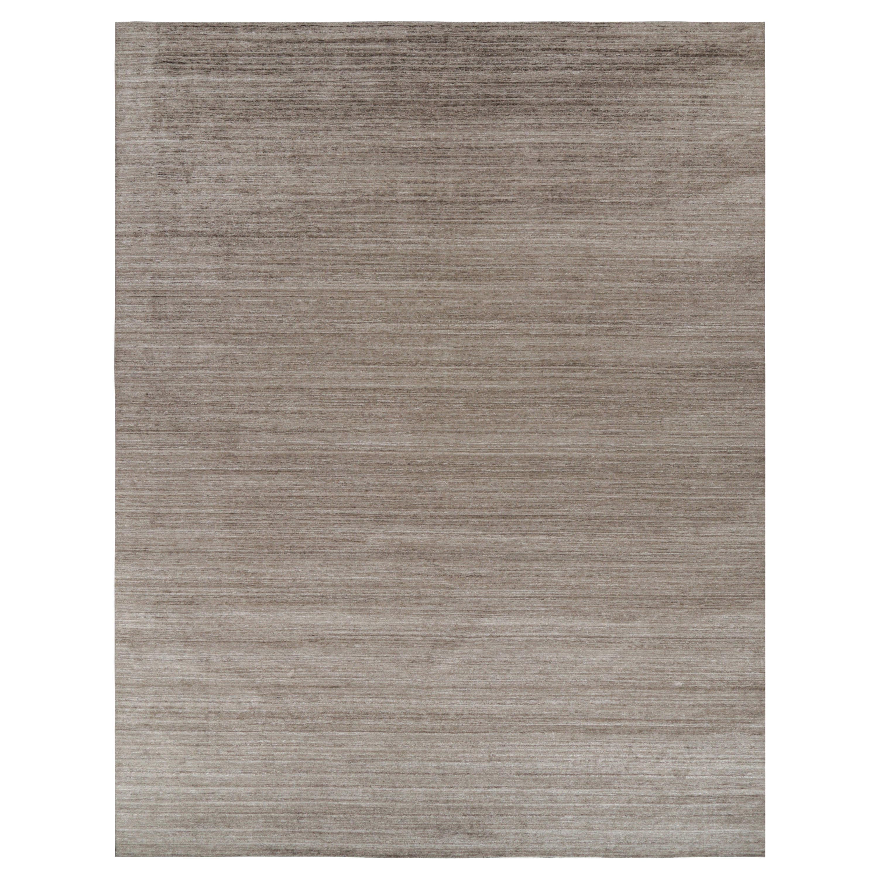Rug & Kilim’s Oversized Textural Rug In Solid Beige-Brown Tones and Striae