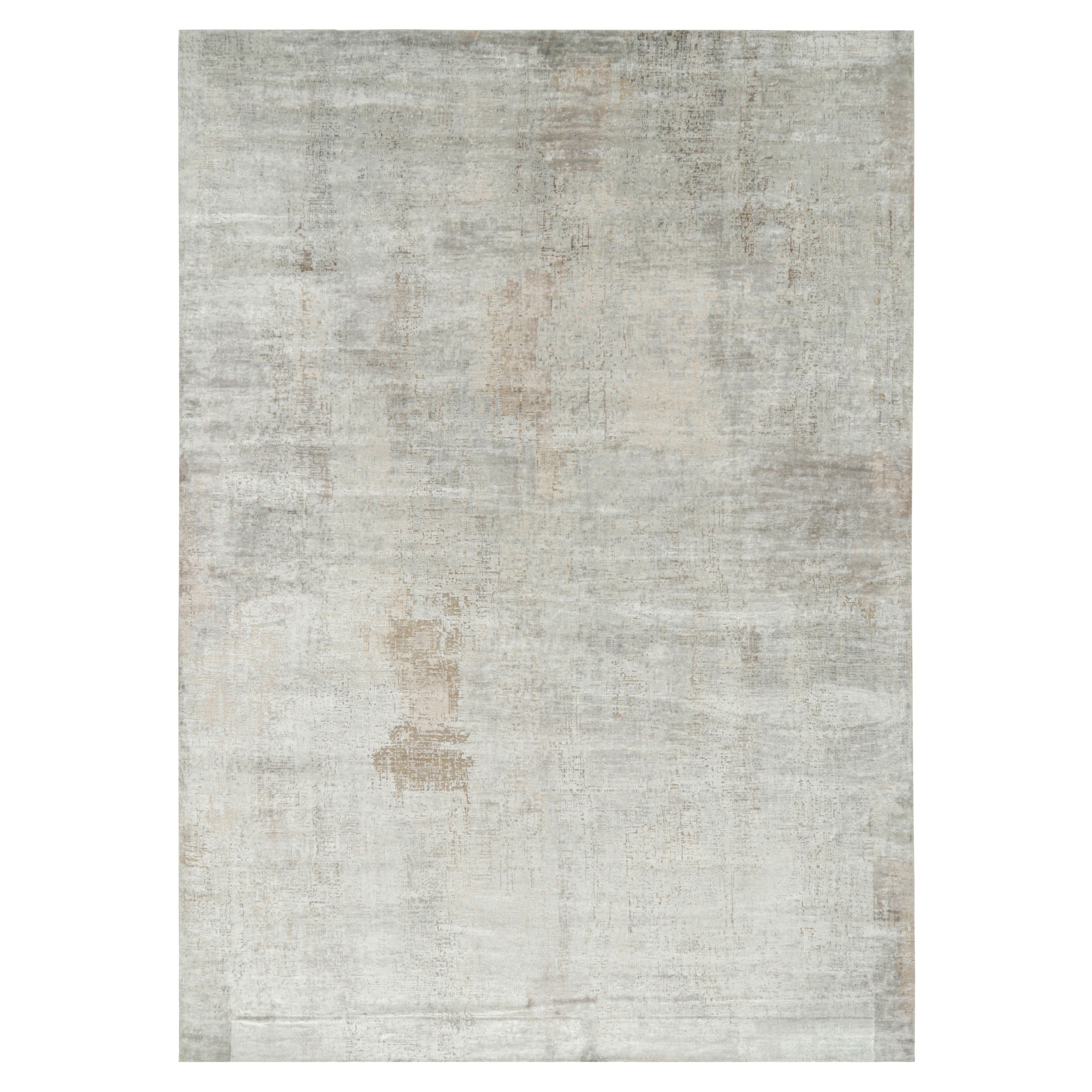 Rug & Kilim’s Oversized Contemporary Rug In Silver-Gray with Abstract Patterns