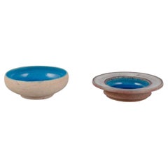 Vintage Nils Kähler, Kähler. Two ceramic bowls. Partially unglazed with turquoise glaze