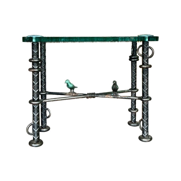 Vintage Boho Ilana Goor Rebar Birds Side Table