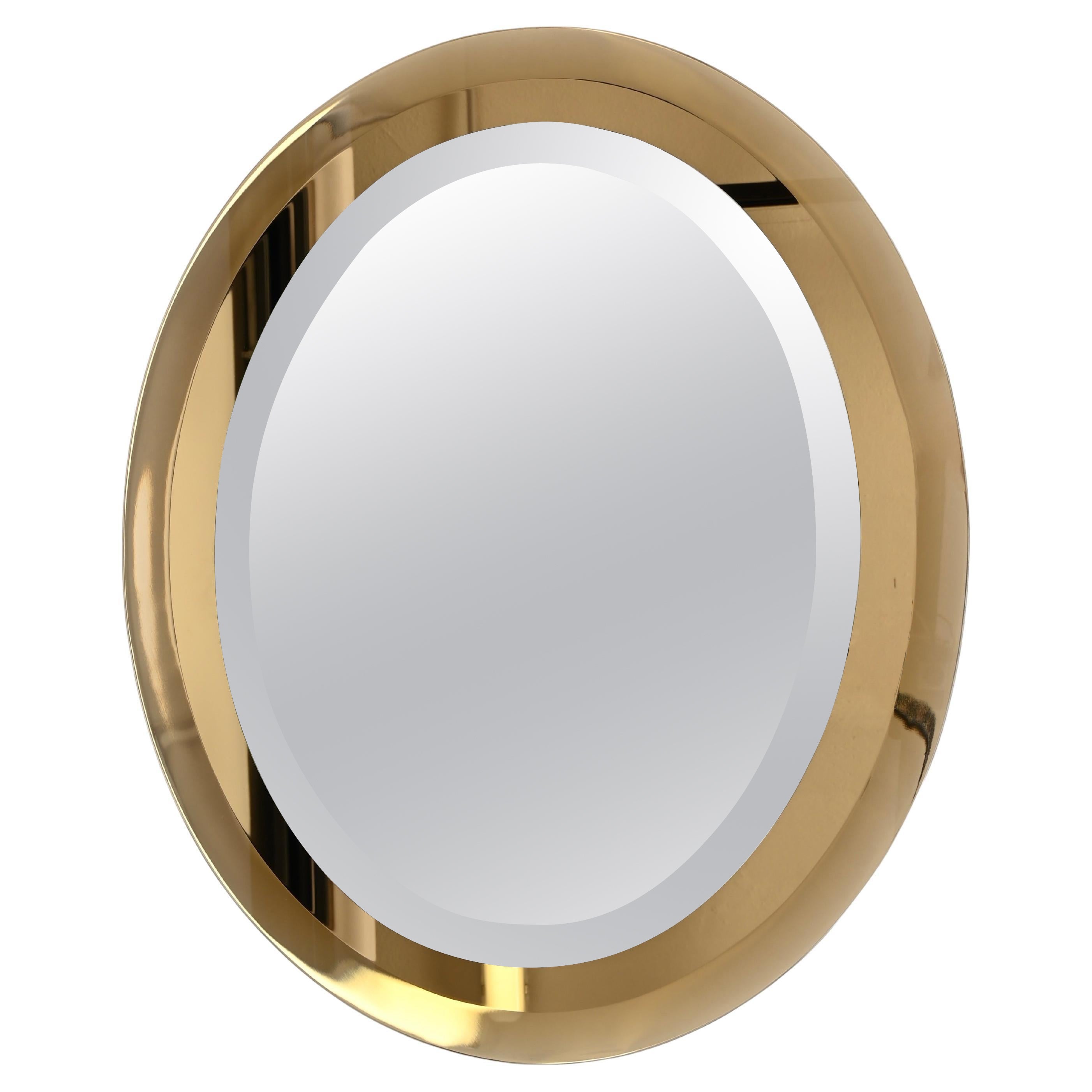 Goldfarbener italienischer Doppelspiegel mit Facettenschliff von Cristal Arte, Italien 1950er Jahre