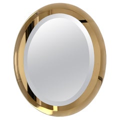 Goldfarbener italienischer Doppelspiegel mit Facettenschliff von Cristal Arte, Italien 1950er Jahre