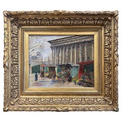 Quadro di scena parigina del XIX secolo in cornice dorata firmato E. Thioulouze