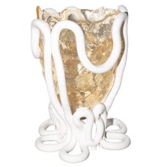 Indian Summer Vase (Large), Clear and Matte White by Gaetano Pesce