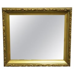Antique Gold Giltwood Gesso 30" French Victorian Deep Frame Wall Mirror