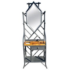 Ebonized Bamboo and Faux Tortoise Shell Hall Tree