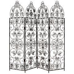 Mid-Century Ornate Four-Panel Screen