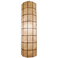 Retro Large Capiz Shell Cylinder Pendant Light