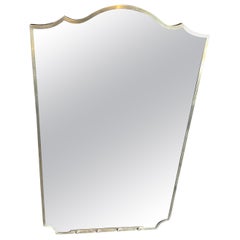 1950s Gio Ponti Style Mid-century Modern Solid Brass Italian Wall Mirror (miroir italien en laiton massif)