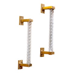 Pair of 1960s Brass & Plexiglass Handles, attributed to Maison Jansen