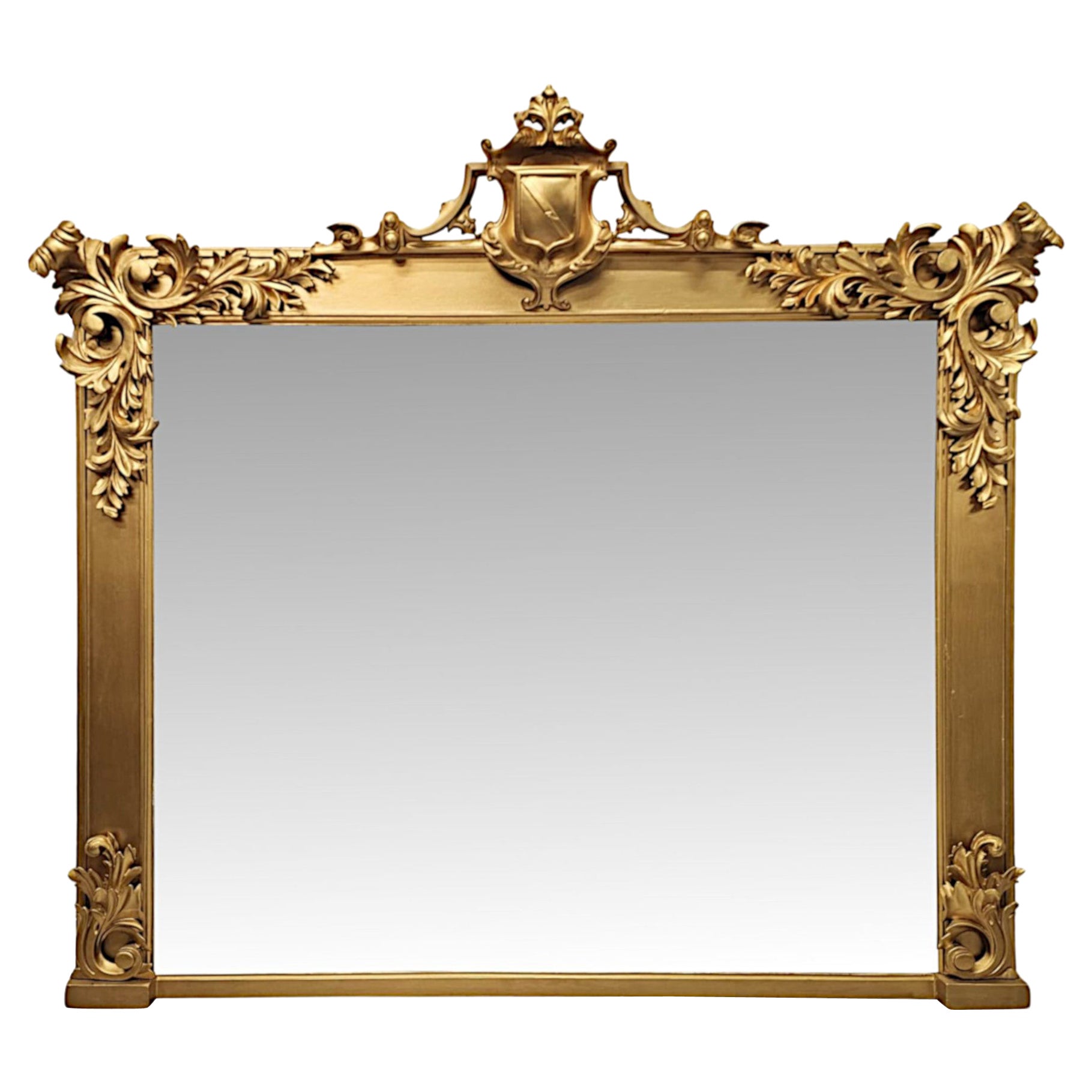 Großer irischer Obermantelspiegel aus Giltwood aus dem frühen 19.