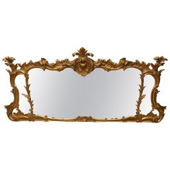 Incroyable miroir de cheminée de style français orné à l'horizontal