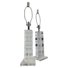 Mid-century vintage Lucite table lamps/a pair