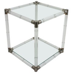 Charles Hollis Jones Stil Lucite und Glas Kaffee Beistelltisch