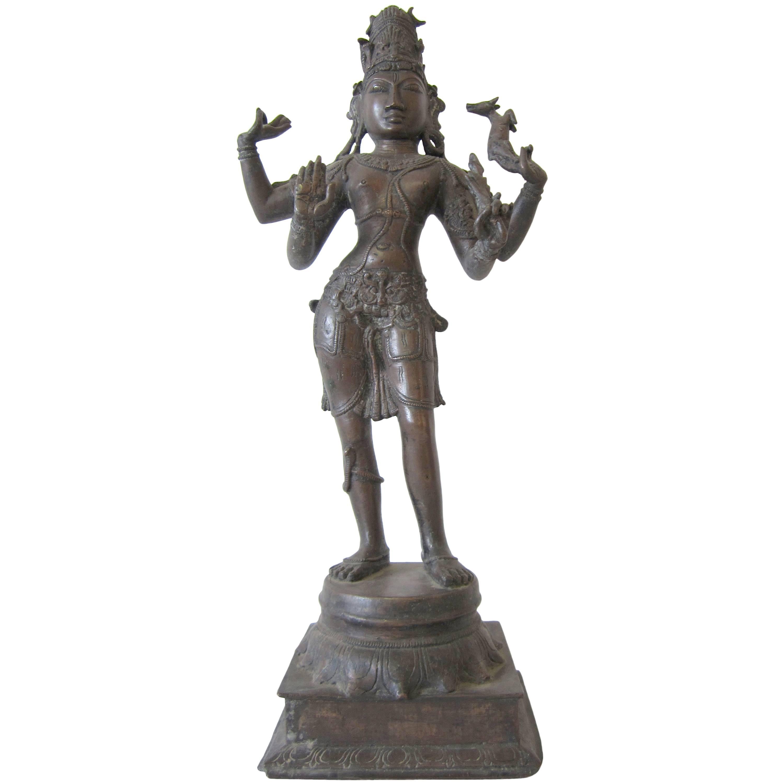 Shiva Standing Bronze For Sale