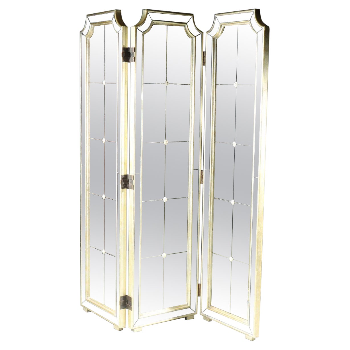 Hollywood Regency Art Deco Mirrored 3 Panel Folding Screen