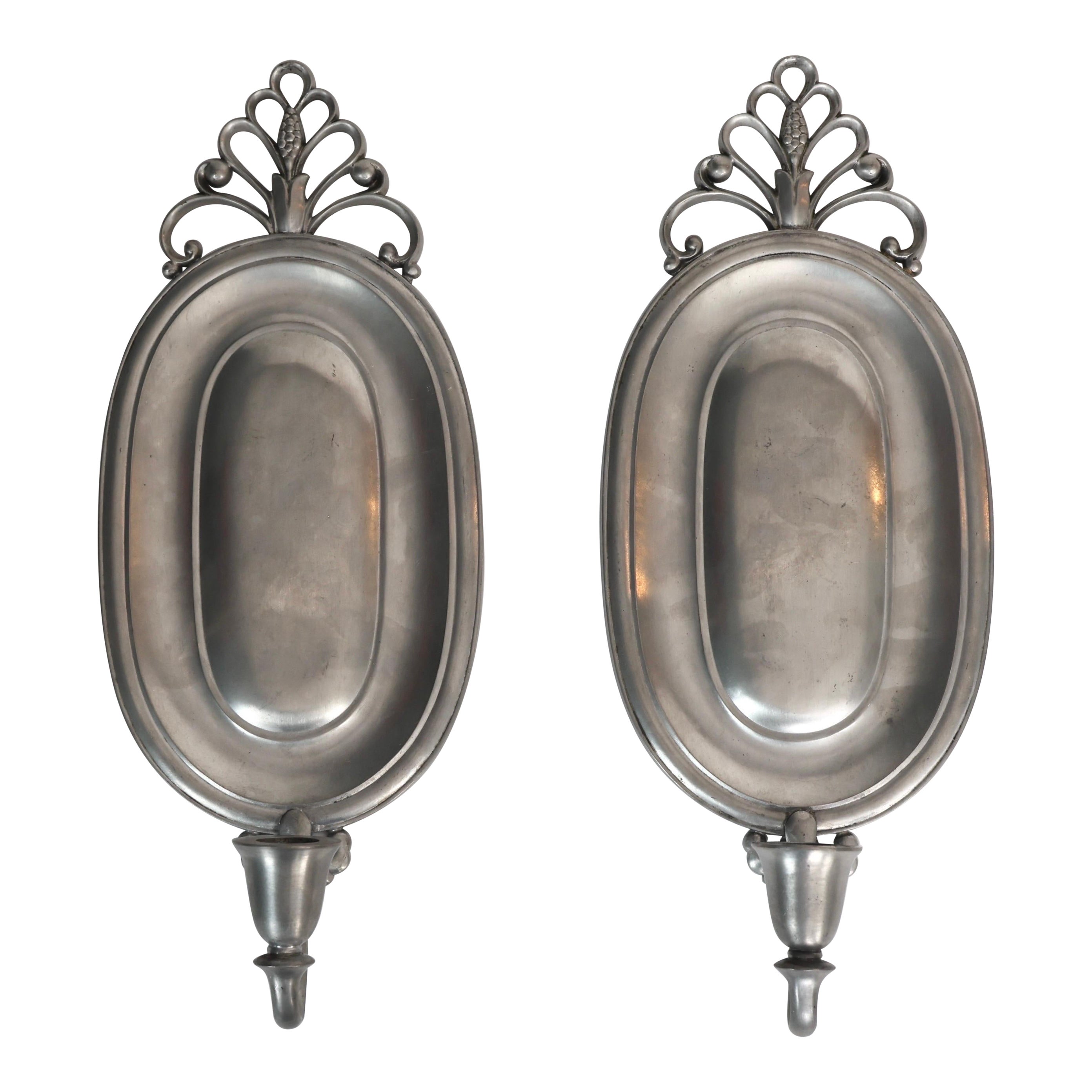 Pewter Candle Sconces by Just Andersen, 1920s, Denmark