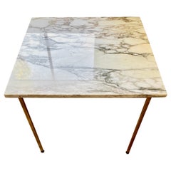 Mesa auxiliar / auxiliar cuadrada de barra maciza cromada al estilo de Florence Knoll