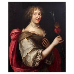 Siglo XVII Escuela holandesa de Peter NASON "Retrato de mujer con Cupido"
